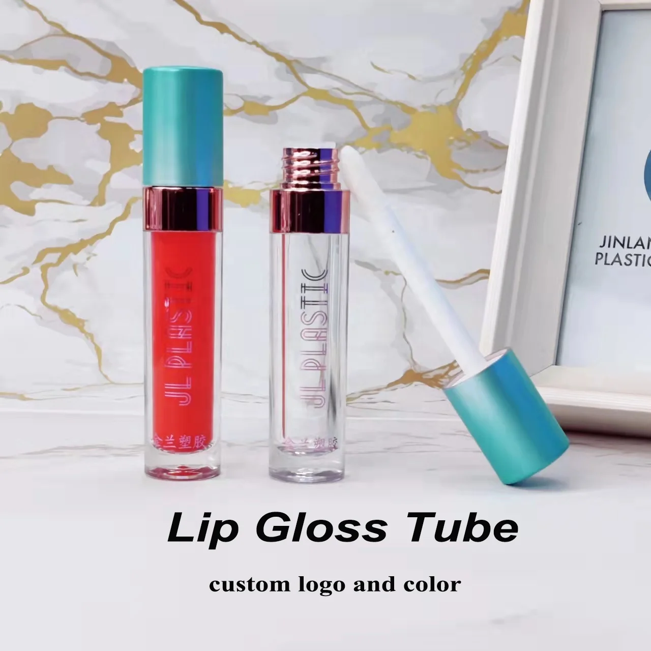 Low Moq 1.2Ml Small Lip Gloss Tube Green Lipgloss Bottle Empty Cosmetic Lipstick Tube With Big Applicator
