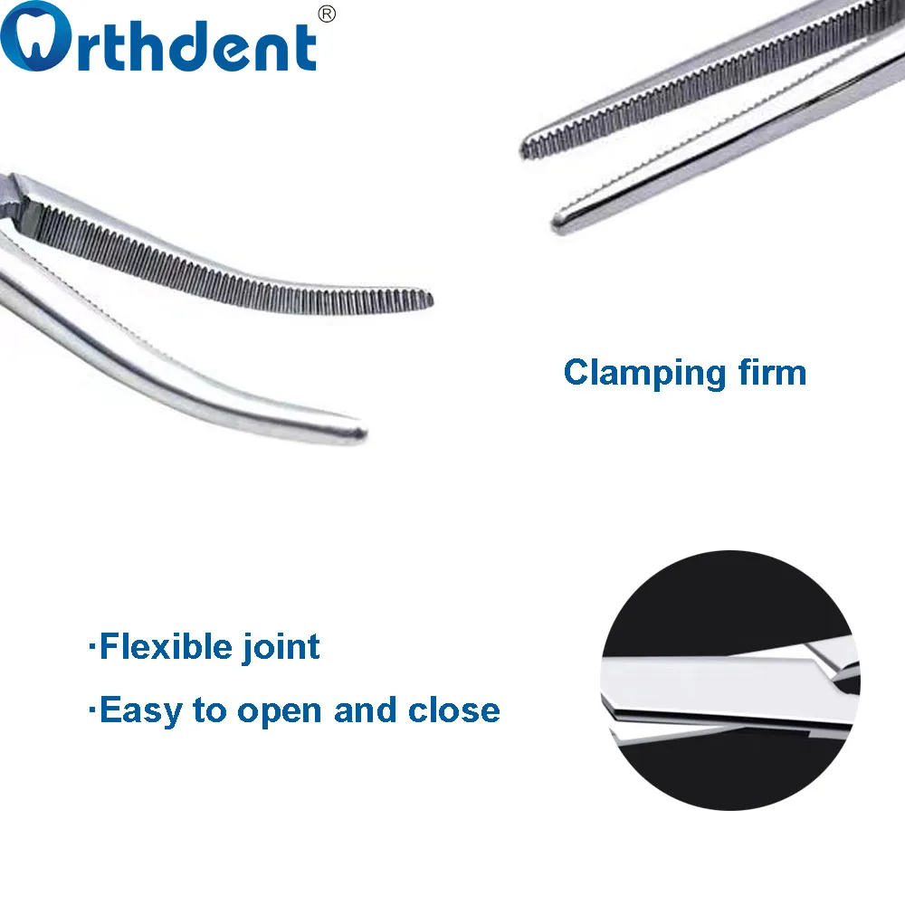 1Pc Dental Needle Holder Pliers Forceps Orthodontic Tweezer Stainless Steel Straight / Curved Serrated Tip Dentist Holders Tool