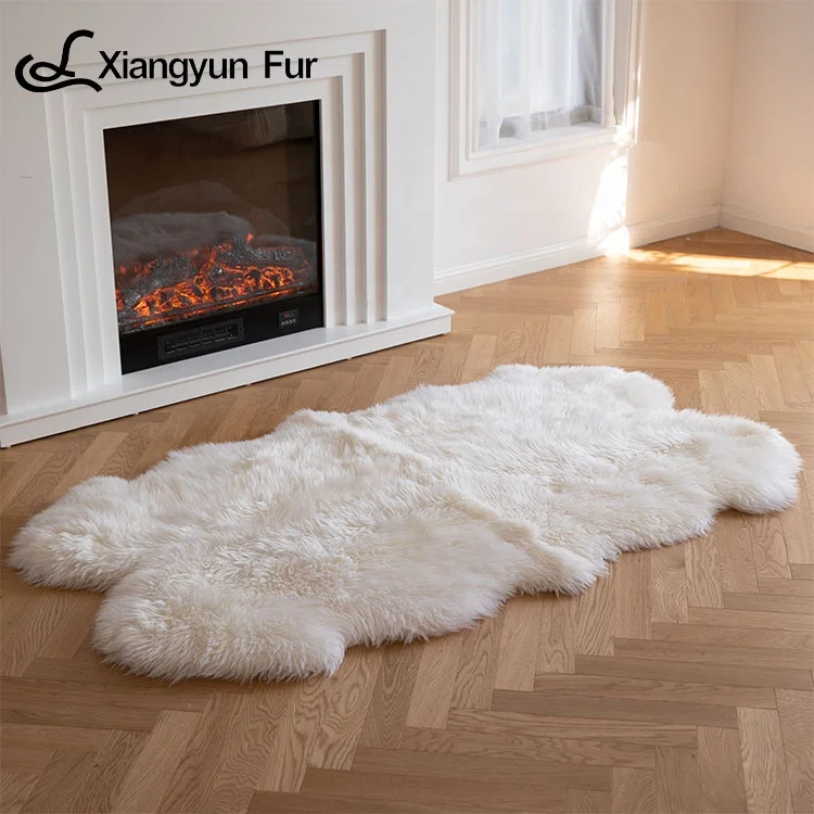 AW Fashion Factory Price Genuine Premium Quality  Sheepskin Rug Patchwork Sheepskin Blanket Genuine Sheepskin rug