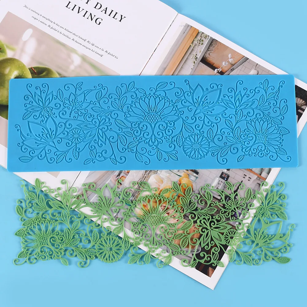 Lixsun Cake Baking Candy Gummy Sugar Craft Fondant Pastry Polymer Clay Silicone Flower Cake Decoration Supplies Lace Mat