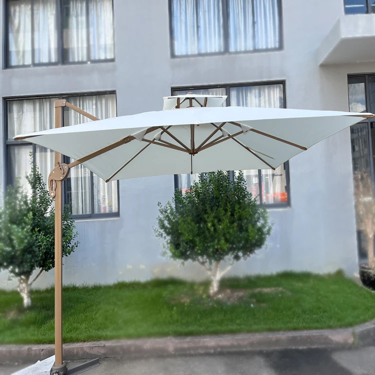 Uplion Big Roma umbrella  Double Top Garden patio Umbrella Aluminum Side Pole with Crank Cross Base Waterproof UV Protection
