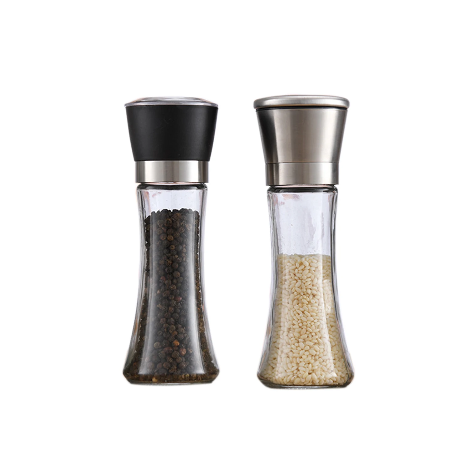 Wholesale Glass jar pepper grinder glass  bottle salt mill for kitchen crusher tool