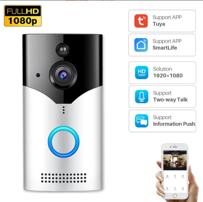 Smart Door Bell WIFI Camera Door Bell Built in Battery Wireless APP Control Vision Doorbell