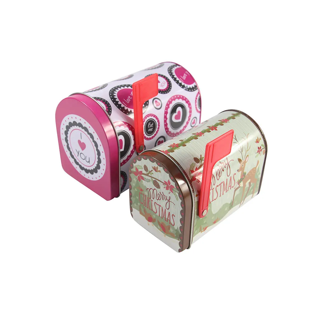 2024 New Metal Tin Box Emboss Wedding Mailbox-Shaped Candy Box Tin Mail Mailbox Shaped Gift Box