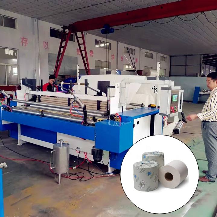 Productive Machine 1880 Model Toilet Tissue Paper Rewinding Cutting Sealing Machine Fully Automatic Production Line