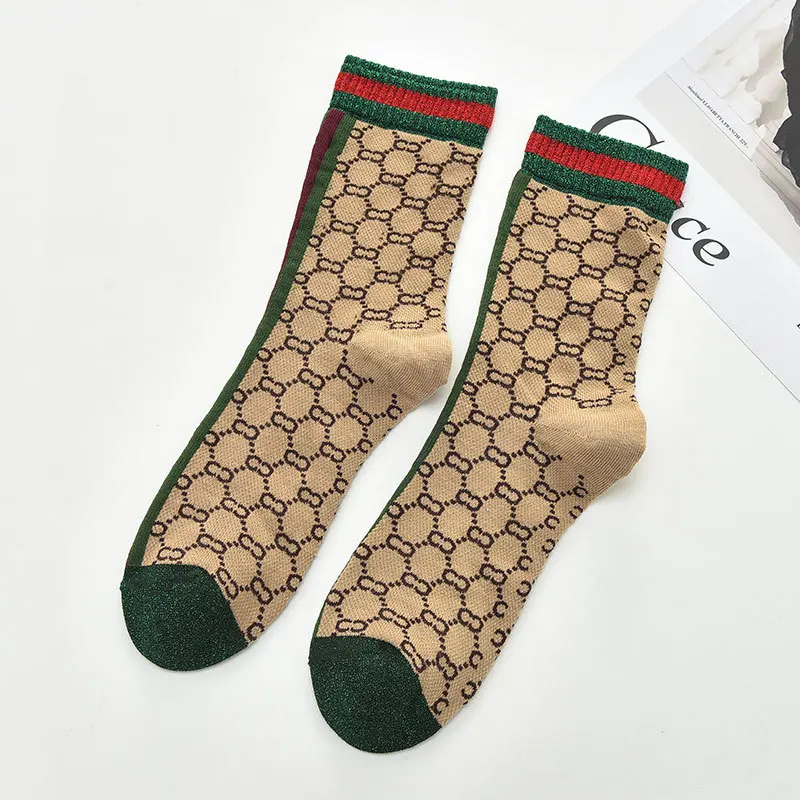 2020 Explosion Double G Letter Crazy Этнические женские гольфы