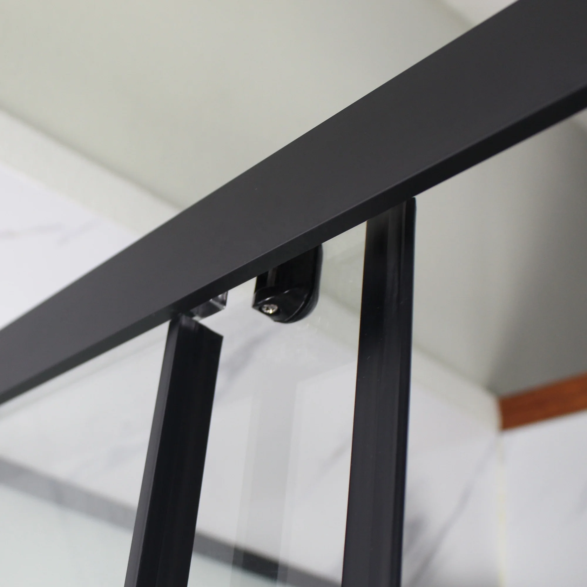 Oumeiga Modern Matt Black Lux Stylish Square Sliding Shower Cabin with 8mil Tempered Glass ABS Material Box for Bathroom