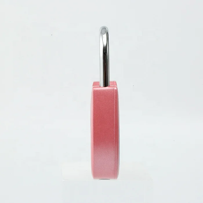 ZNSG10  Huili lock factory whole sale heart shape pink color 10 user code smart fingerprint padlock with usb Charging