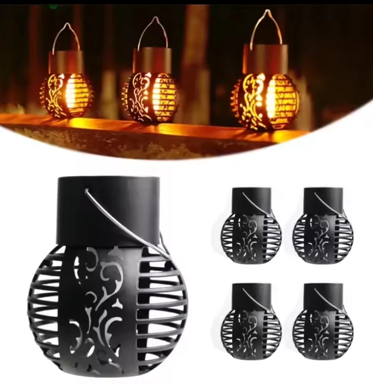 Solar Simulation Flame Lamp for Outdoor Garden Decor Waterproof Balcony Terrace Pendant Garden Light