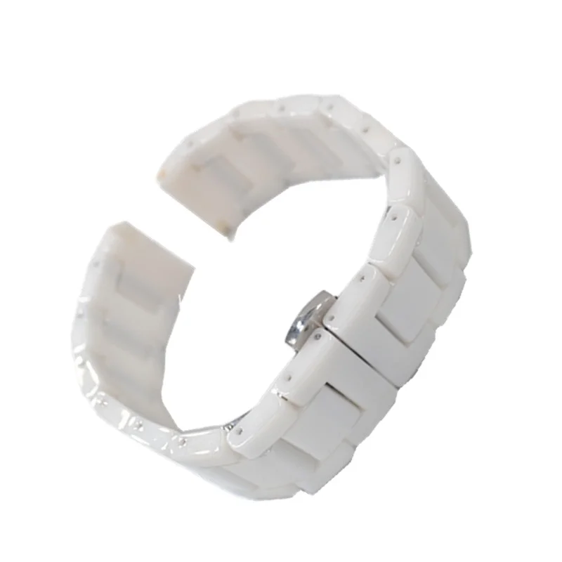 18mm 20mm 22mm fabulous full Ceramic watch  bracelet deluxe black Wristwatch Band with elegant butterfly clasp