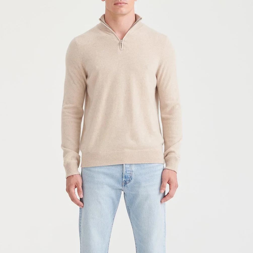 2023 Custom Winter product 1/2 Zip Pullover 100% Pure Mongolian Cashmere High Neck Half Knit Long Sleeve Sweater Man