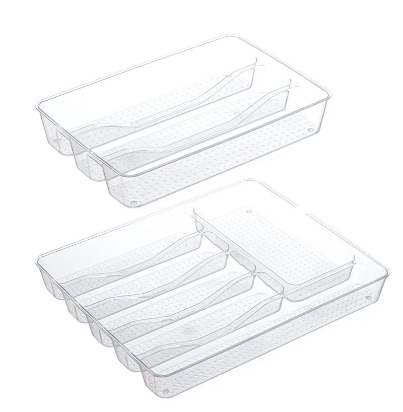 2024 Upgraded Newest Plastic Kitchen Drawer Utensil Organizer Divided Storage Container for Silverware Spatulas Gadgets