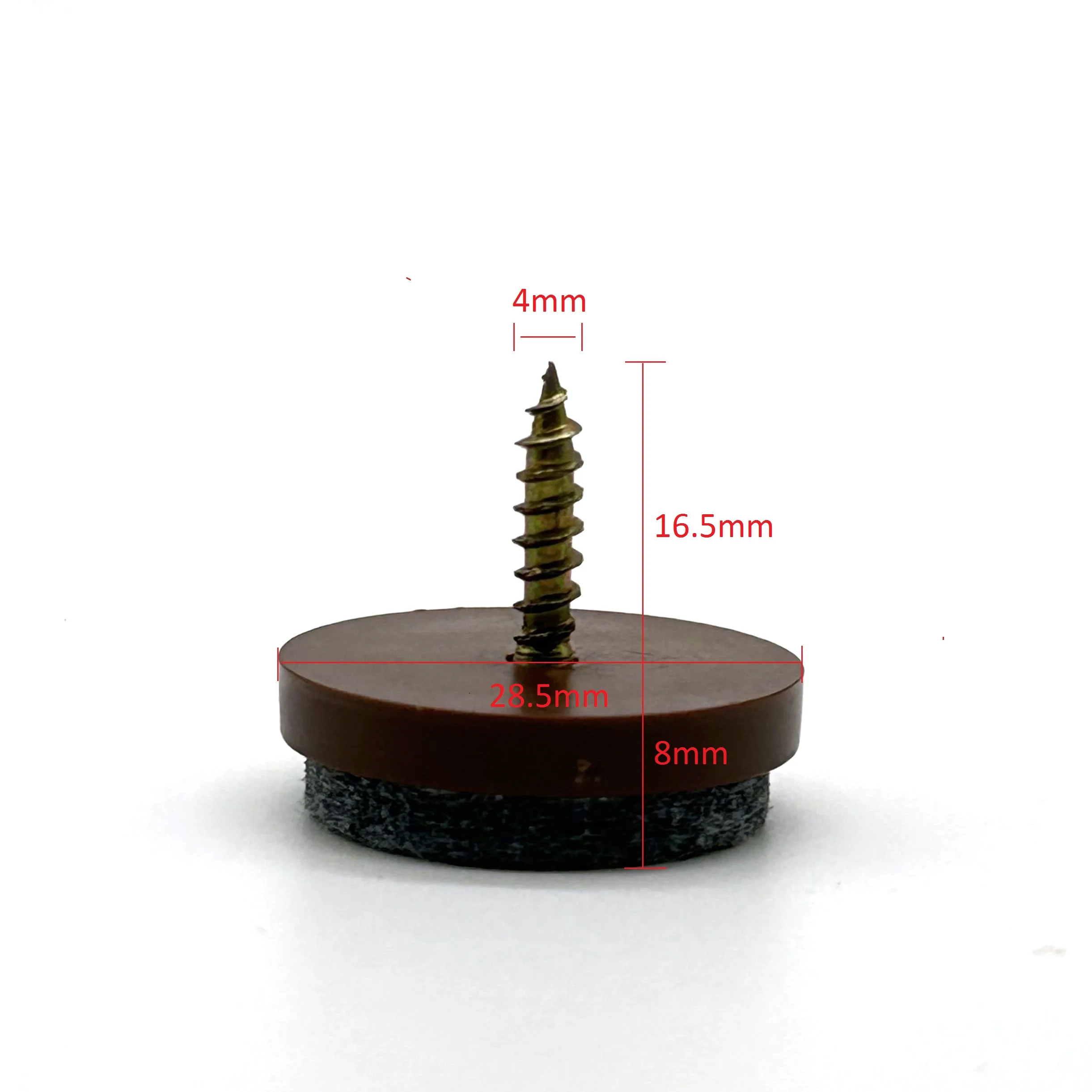 29 mm Wooden Furniture Chair Leg Feet Pads Felt Pads Screw on Slider Desk Pad Brown Felt Glide