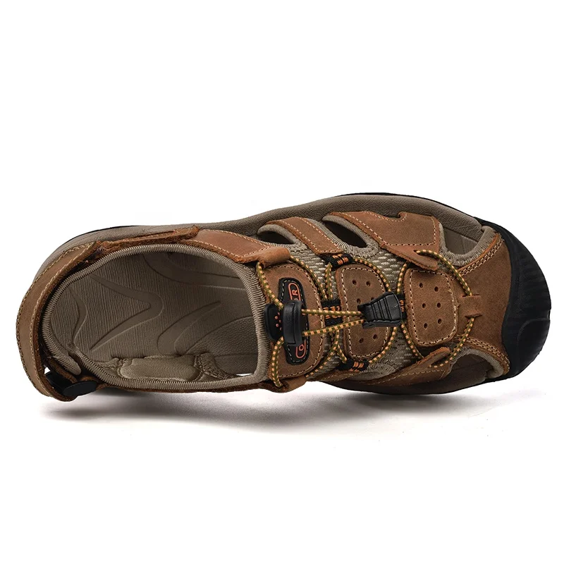 New Arrival Large Size Fashion Real Genuine Leather Outdoor Summer Beach Men Leather Sandals