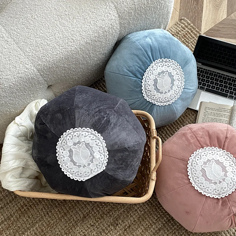 French lace decorative Mediation Pillow with core fabric home bedroom backrest living room sofa cushion tatami Yoga Pillow