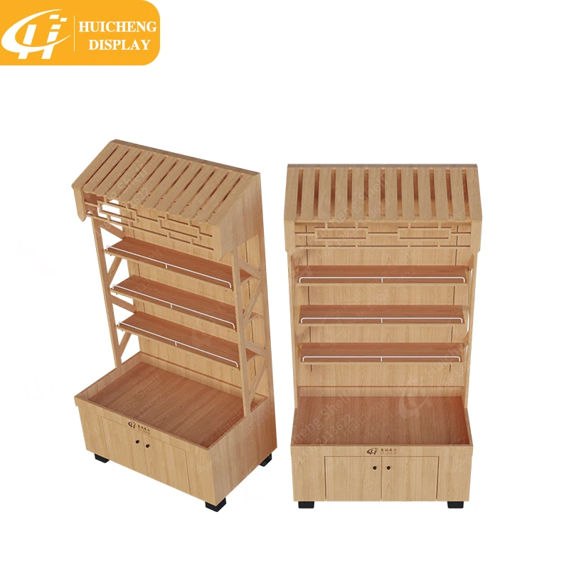 Customized Factory price  Boutique store design supermarket wooden wall mounted display rack gondola shelving with metal stopper