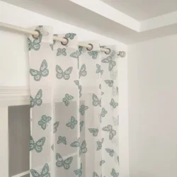 Ready Made Cheap Colorful Pattern Foam Printing Tulle Window Sheer Living Room Curtains Butterfly Fancy Decoration Drapes