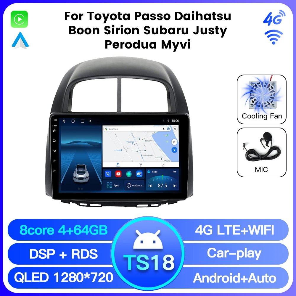 NaviFly TS10 TS18 Newest android 8 core 6+128GB Car Stereo for Toyota Passo Daihatsu Boon Sirion Subaru Justy Perodua Myvi