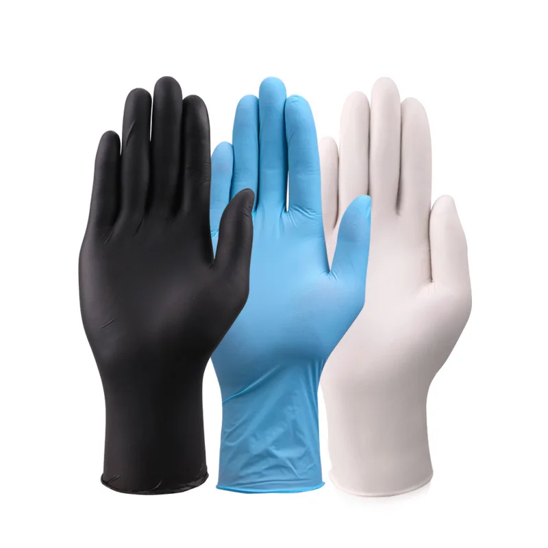custom logo nitrile blue gloves black nitrile  gloves packaging textured nitrile gloves