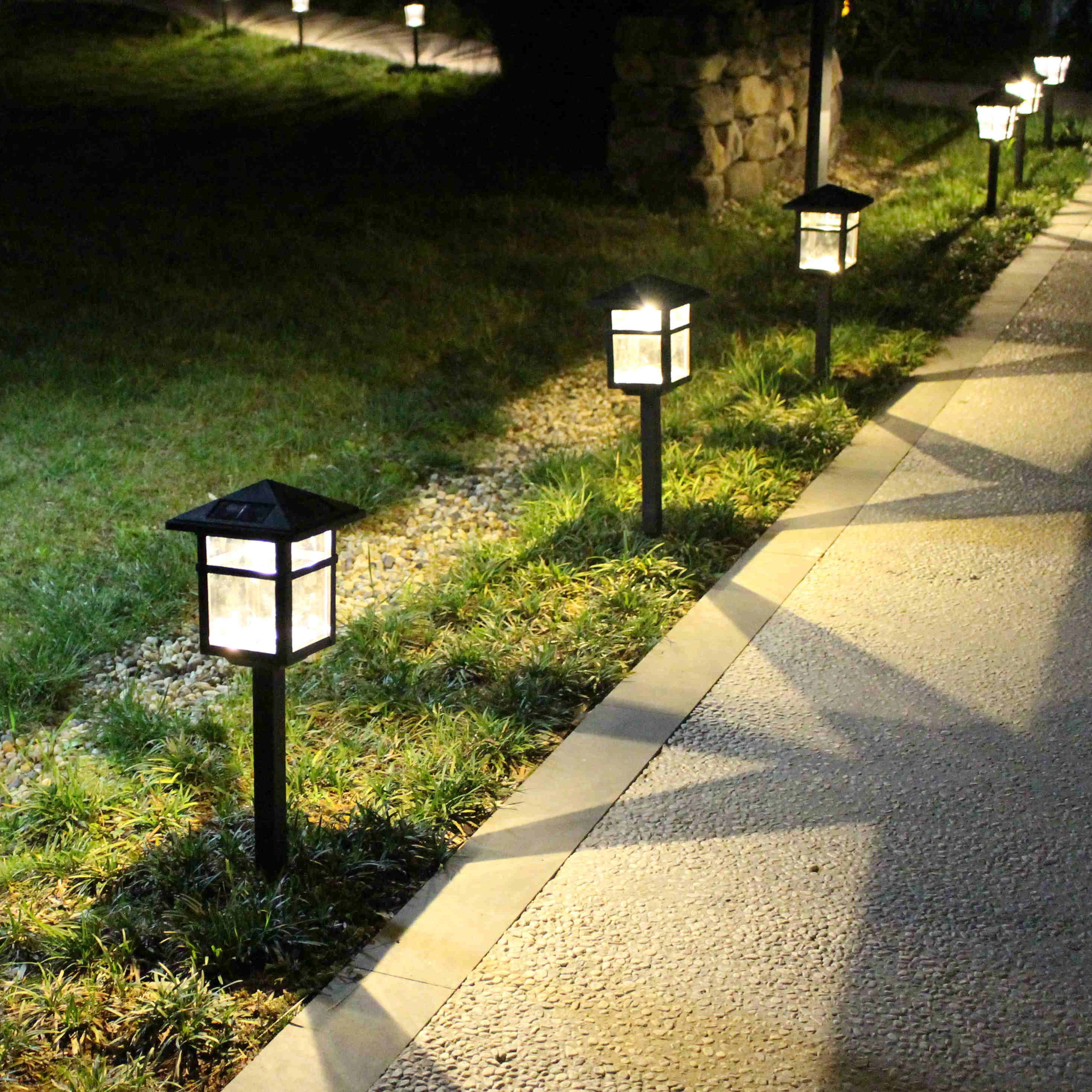 Landscape Solar Power Lamp Jardin Luz Modern High Quality Safety Ip44 Plastic Led Lawn Solar Garden Pathway Light Outdoor