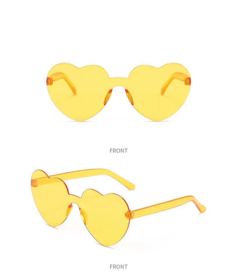 Wholesale Love Heart Sunglasses Candy Color Frameless Pc rimless  Glasses display