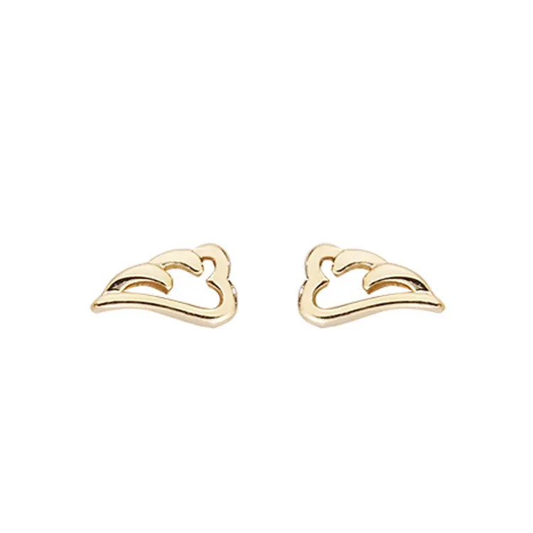 Hot selling gold plated 925 Sterling silver small  hollowed out angel wing Earrings