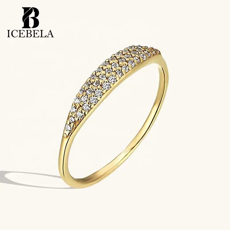 Luxury Fashion Minimalist Wholesale 925 Sterling Silver Pave Zircon Ring Trendy Fine Jewelry Rings For Girls
