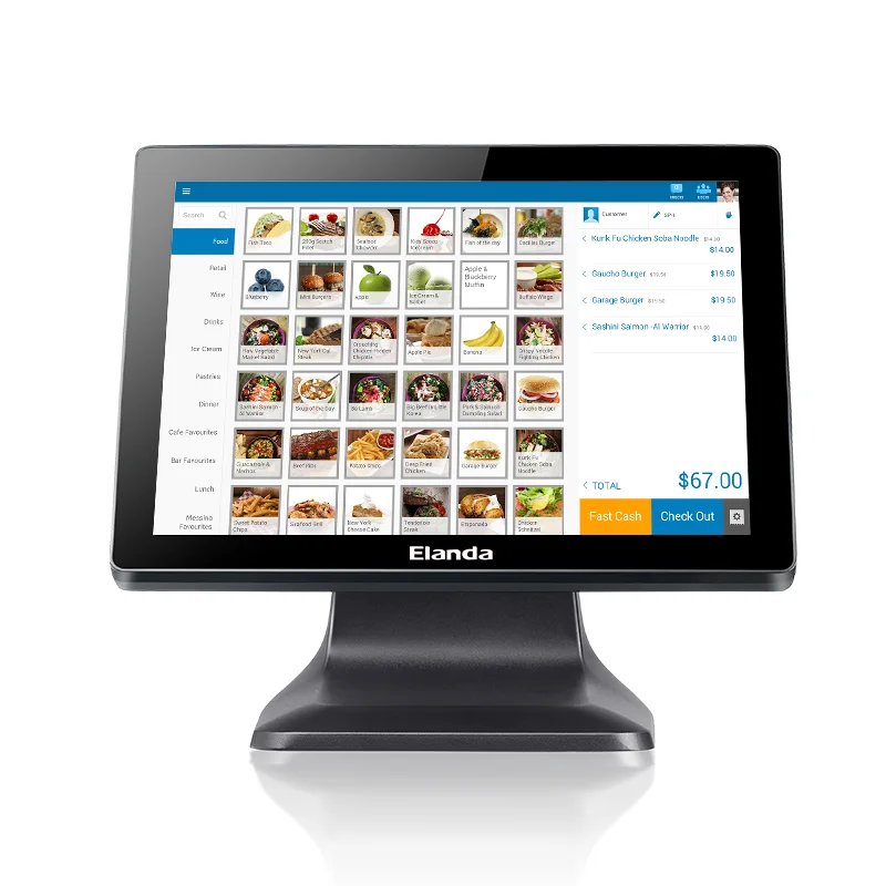All in One Retail Windows Cash Register POS System 15 Inch Capacitive Touch Screen Monitor POS Machine