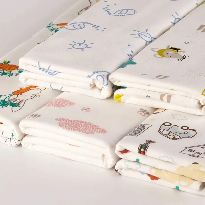 Custom Digital Printed Knit Printing Plain Coloured 95% Cotton 5% Spandex Fabric For Clothing