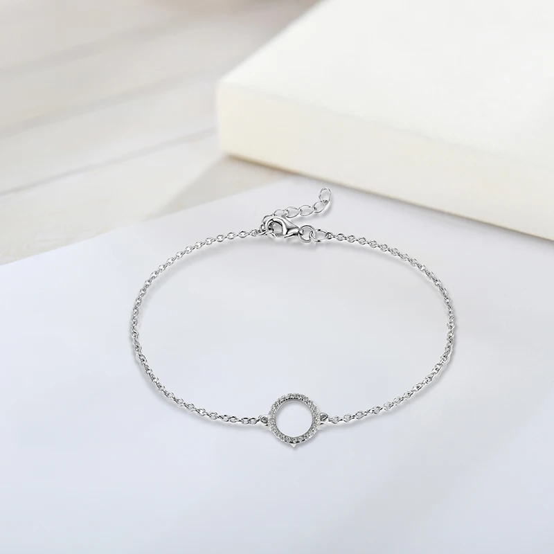 Fashion Custom Round Jewelry Women Ladies 925 Silver Bracelet For Women Wedding Party Gift