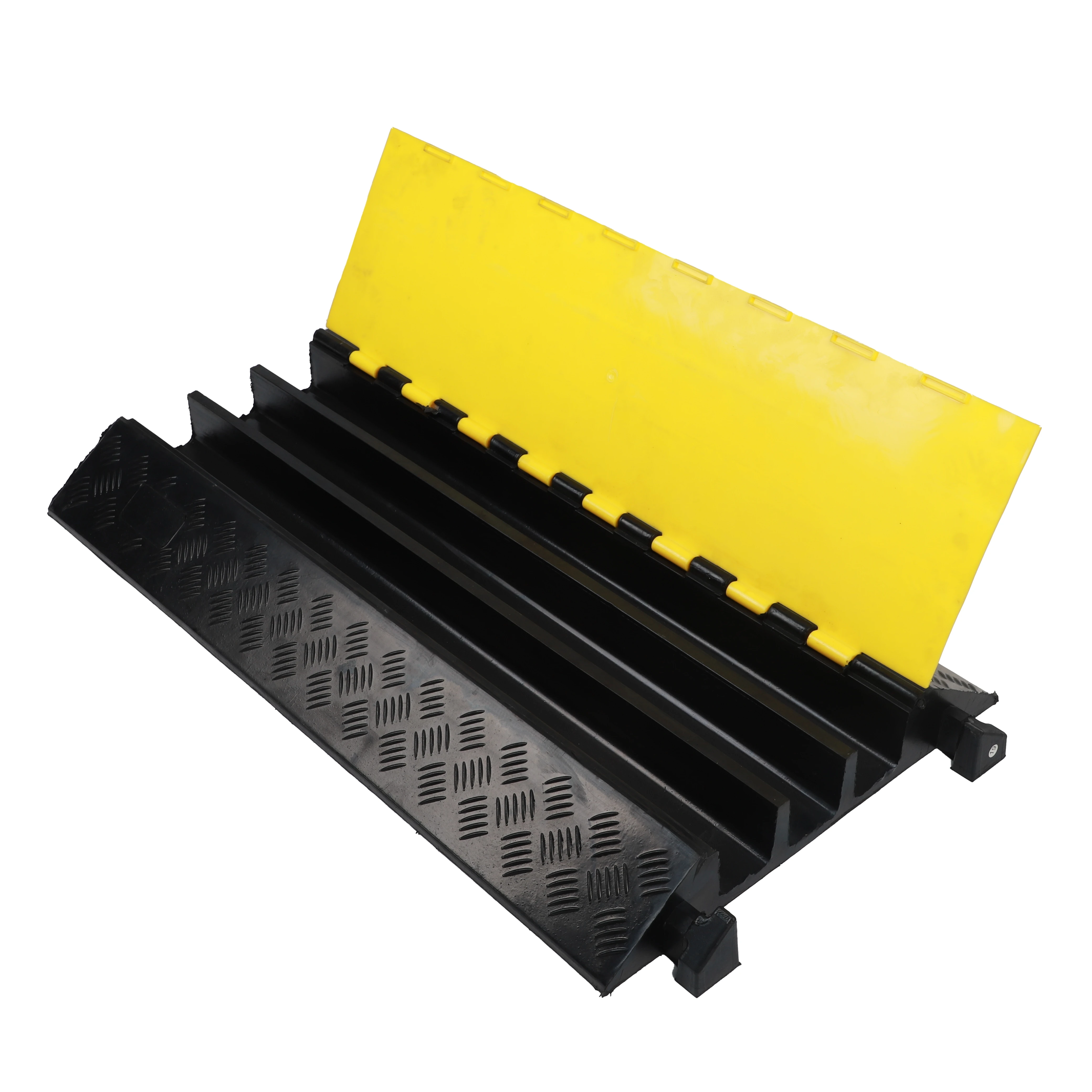 SW-3XC04 Wholesale 3 Channel Safety Speed Hump Rubber Electrical Cable Protector Ramp with Plastic Cover Floor Bridge Protector