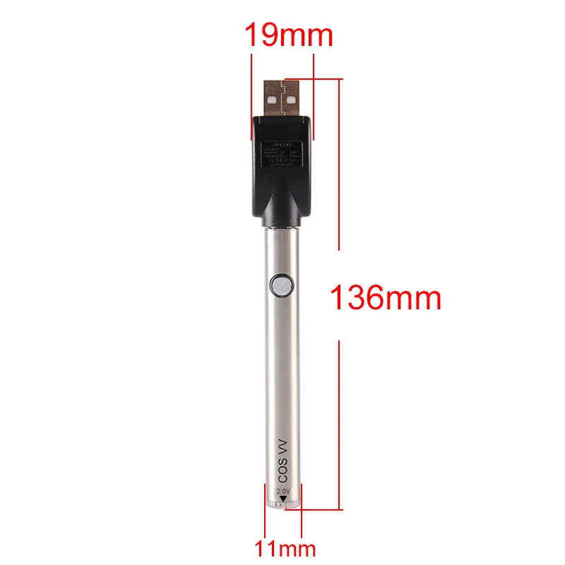 
Fast shipping ECT Cos VV variable voltage 2.0-2.6-3.3-4v slim e-cig vaporizer battery kit wholesale price cbd battery 