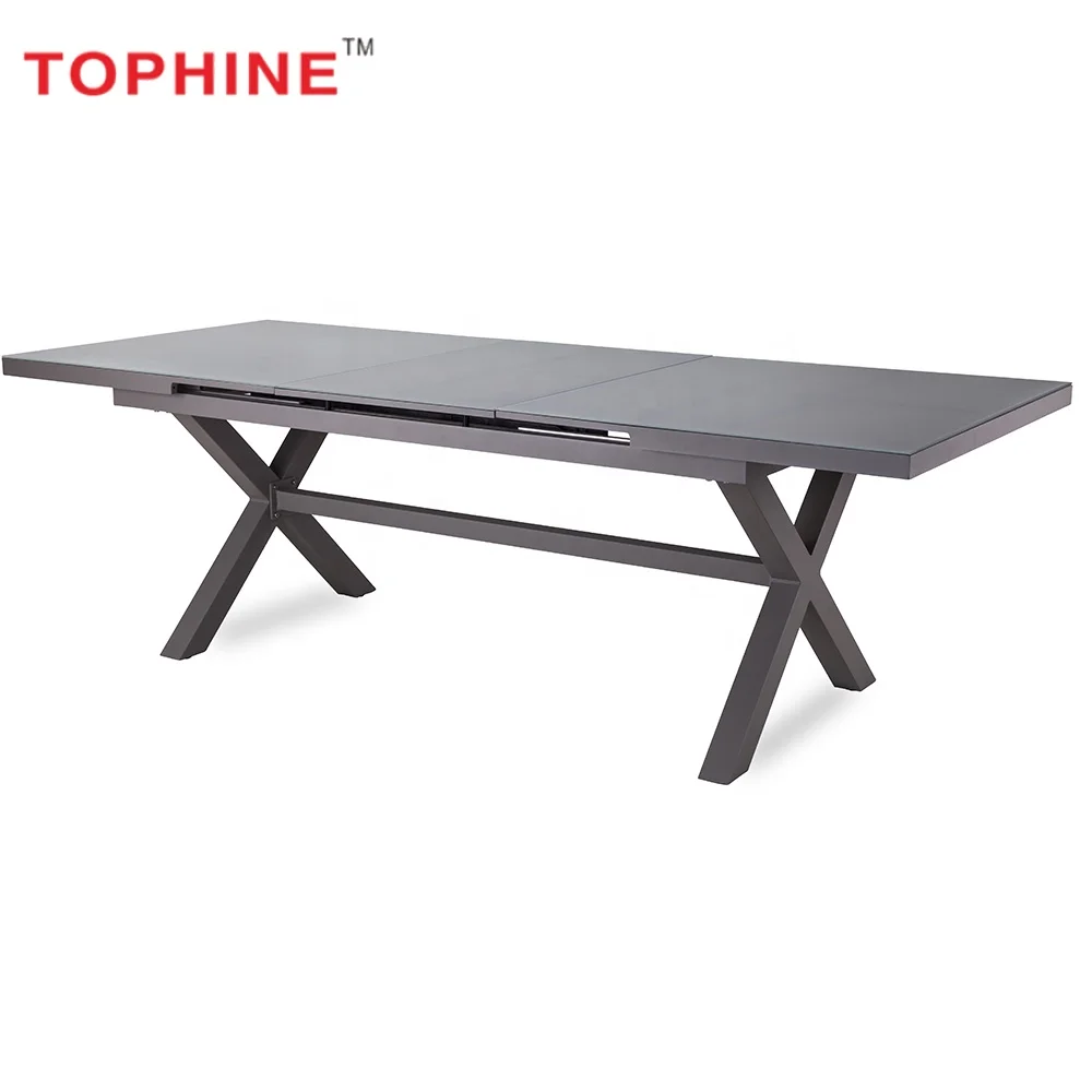 Outdoor furniture aluminum Extendable dining metal table mesh fabric chairs furniture set