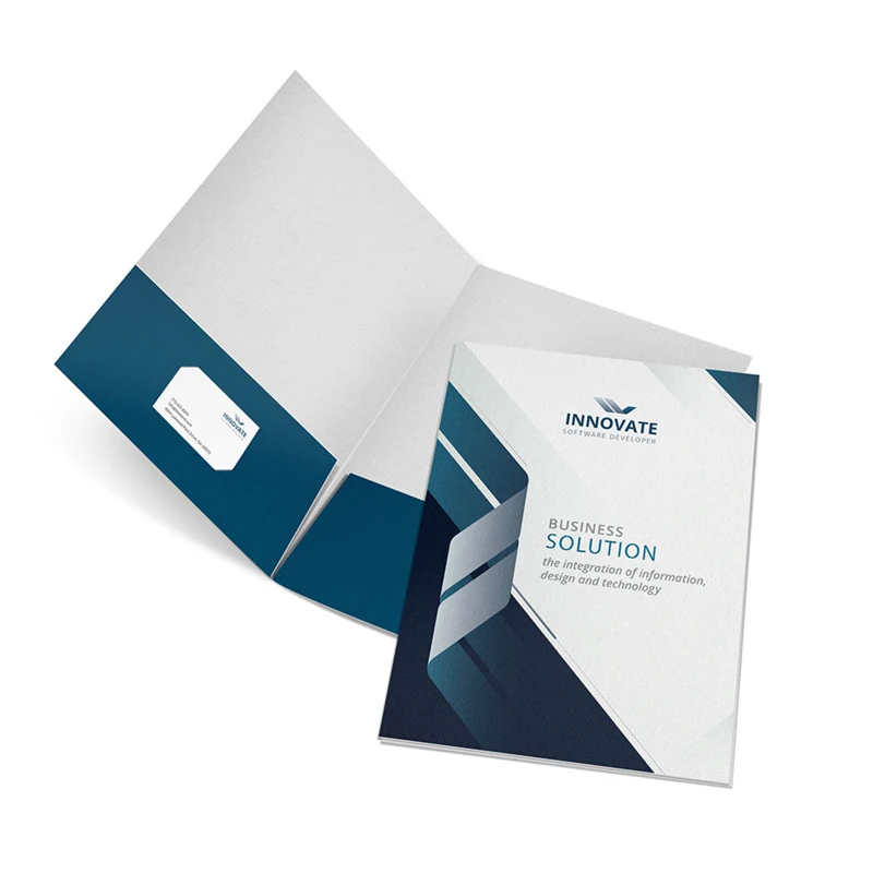 Custom Paper Presentation Folder, Paper Pocket Presentation Folder, White card paper Presentation Folder