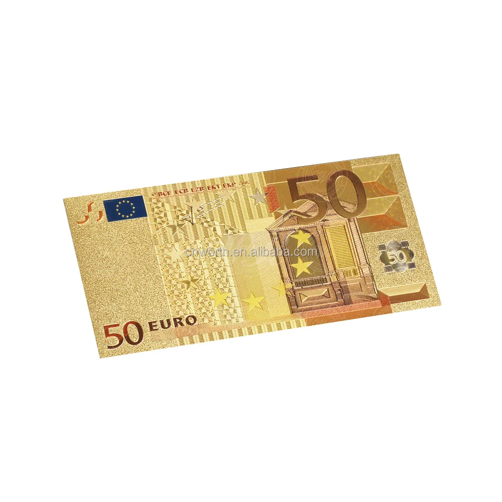 Wr 24k Plated Gold Banknote Best Business Gifts Colorful Euro 50 Currency