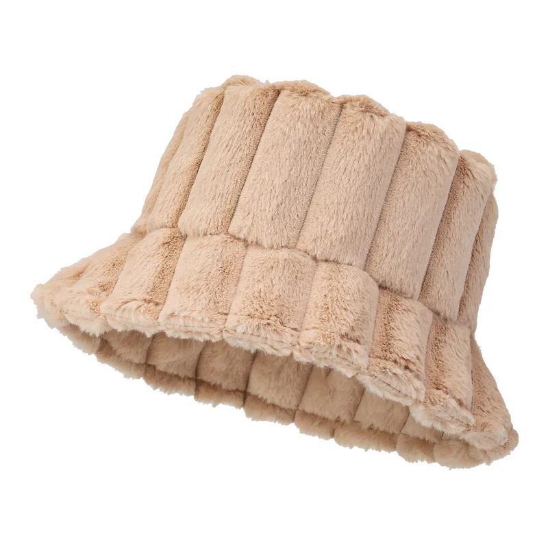 High Quality Warm Custom Unisex Popular Colorful Fluffy Plush Bucket Hat for Winter
