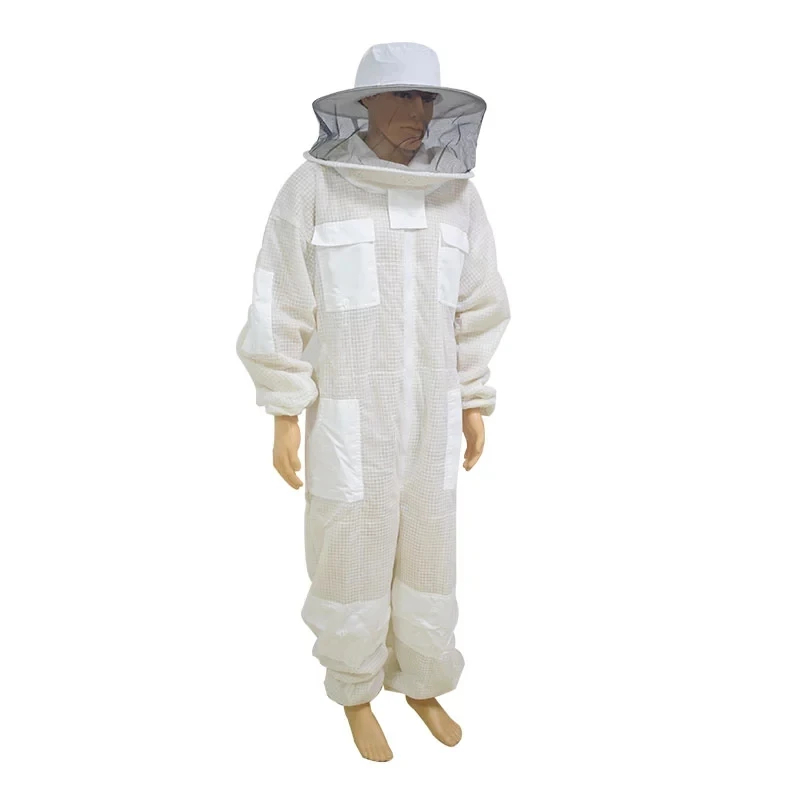 3-Layers Ultra Breathable Ventilated Beekeeping Suit with Round Veil Professional Anti Bee Protective