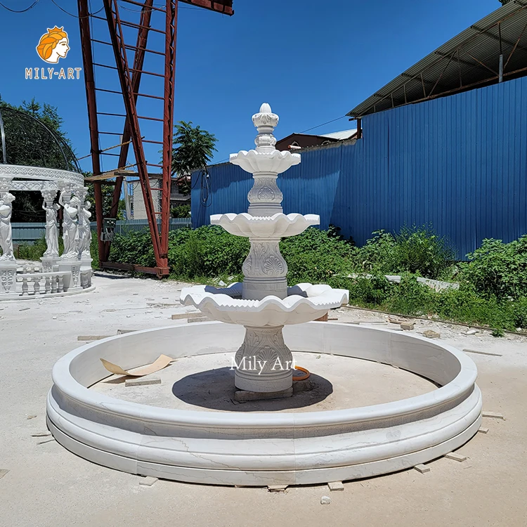 Popular Design Modern Style White Marble Water Fountain for Villa Outdoor Garden