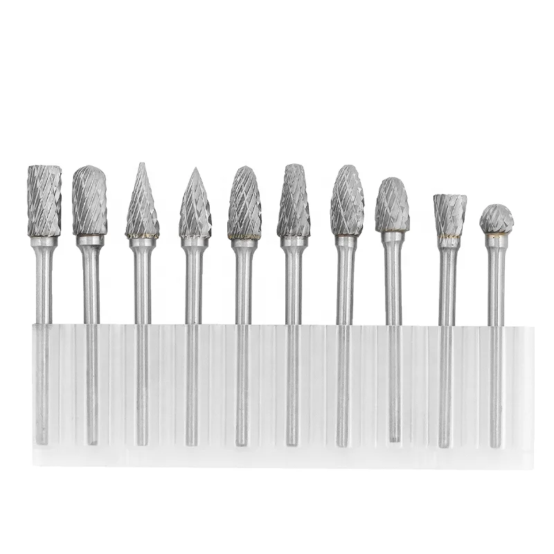 10 sets of hard alloy burrs, alloy rotary files, 3*6mm deburring set rotary tools for machining, polishing and polishing