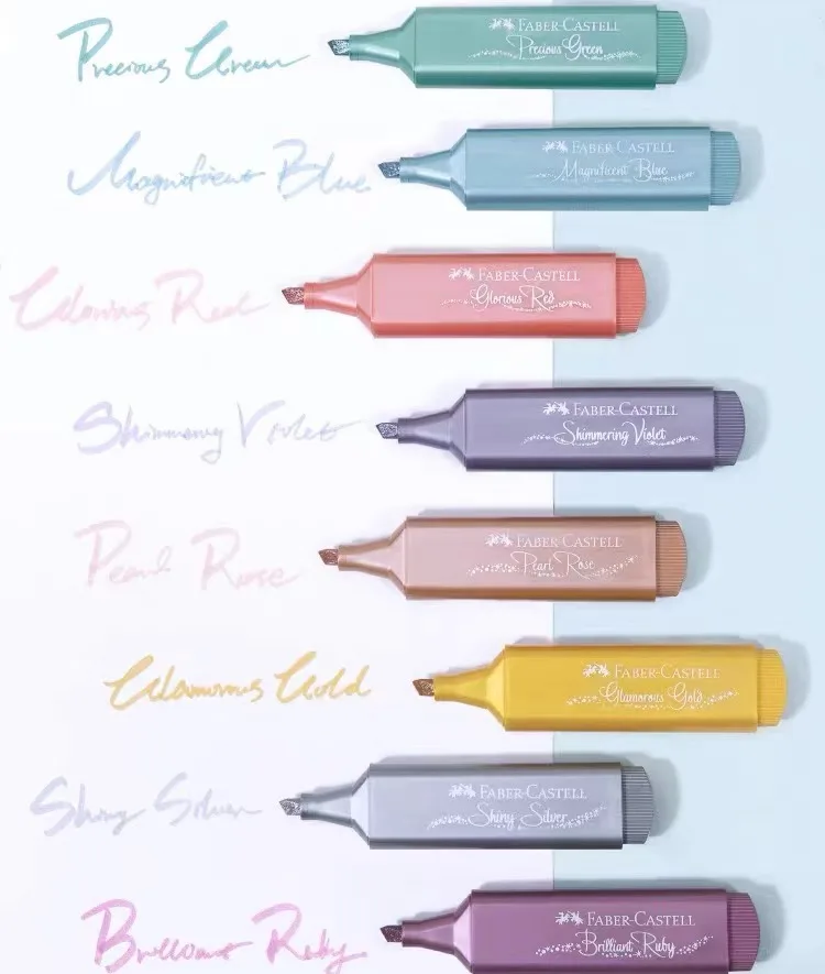 Selling FABER-CASTELL metallic highlighters for students beaded and shining marking pen