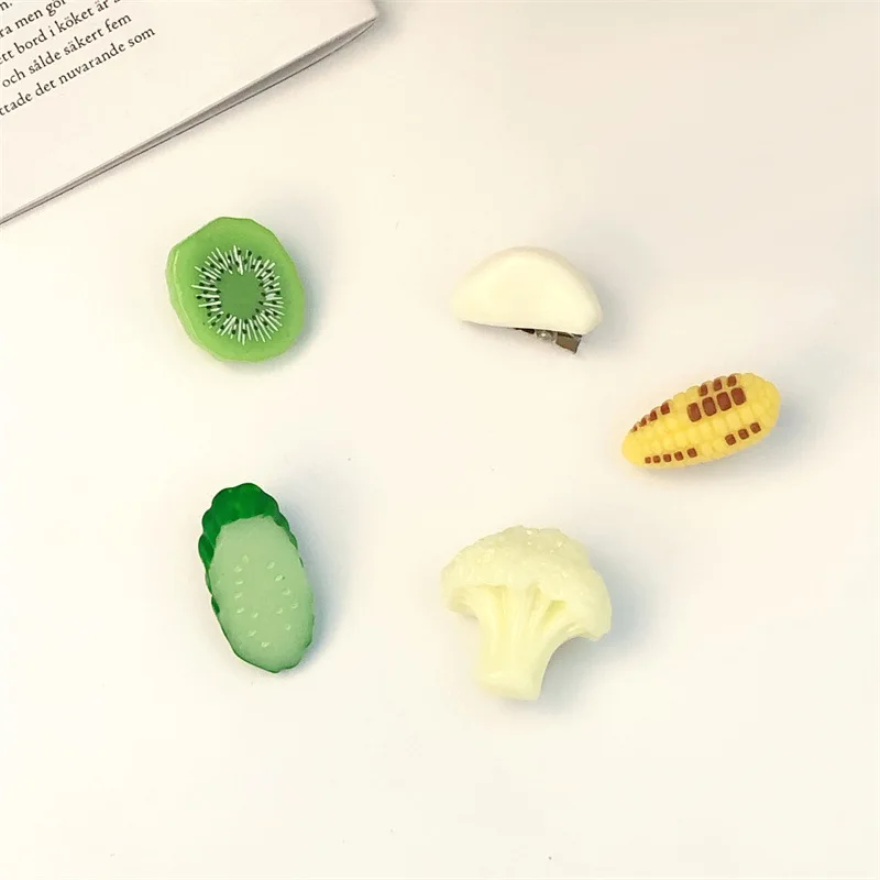 New Arrival Simulated Food Hairpins Vegetable Acrylic Hairpins Kelp Cauliflower Garlic Cucumber Spoof Hair Clips Accessories