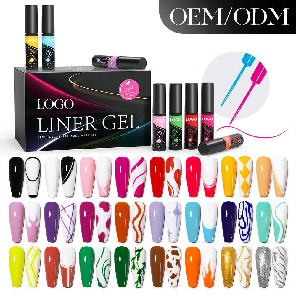 MXSI Private Label 5ml Liner Nail Gel Polish 24 Colors Black White French Pull Line Painting Gel For UV Nails Supplies Salon