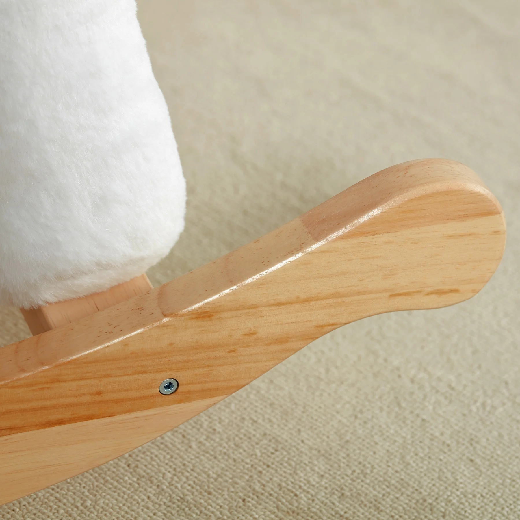 Asweets Plush Rocking Chair Ride on Toy Wooden Rocker Kids Rocking Horse Rabbit Plush Fabric White Unisex Wooden Frame