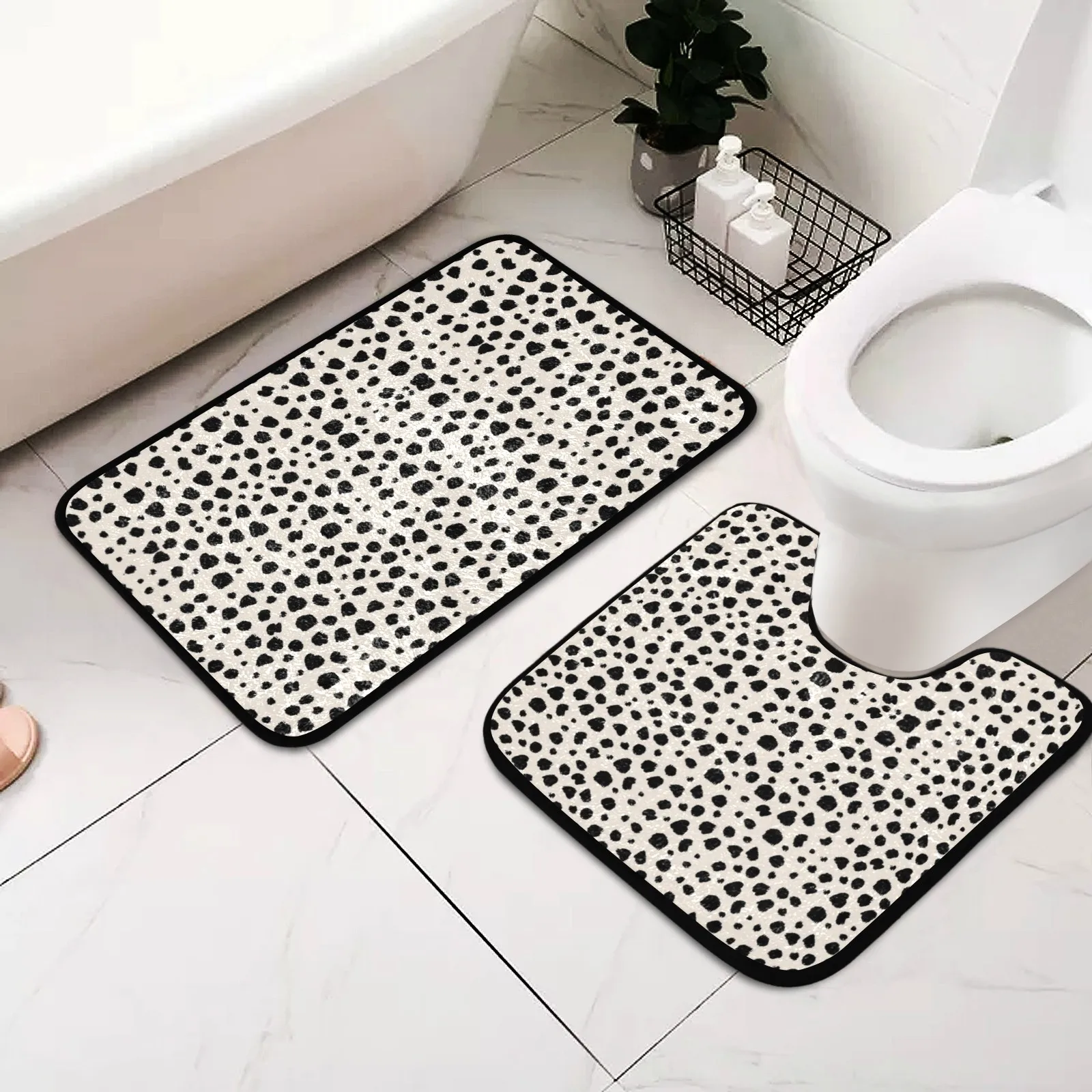 Super Absorbent Custom Leopard Bathroom Rug Sets Toilet Floor Anti-Slip Bath Mats
