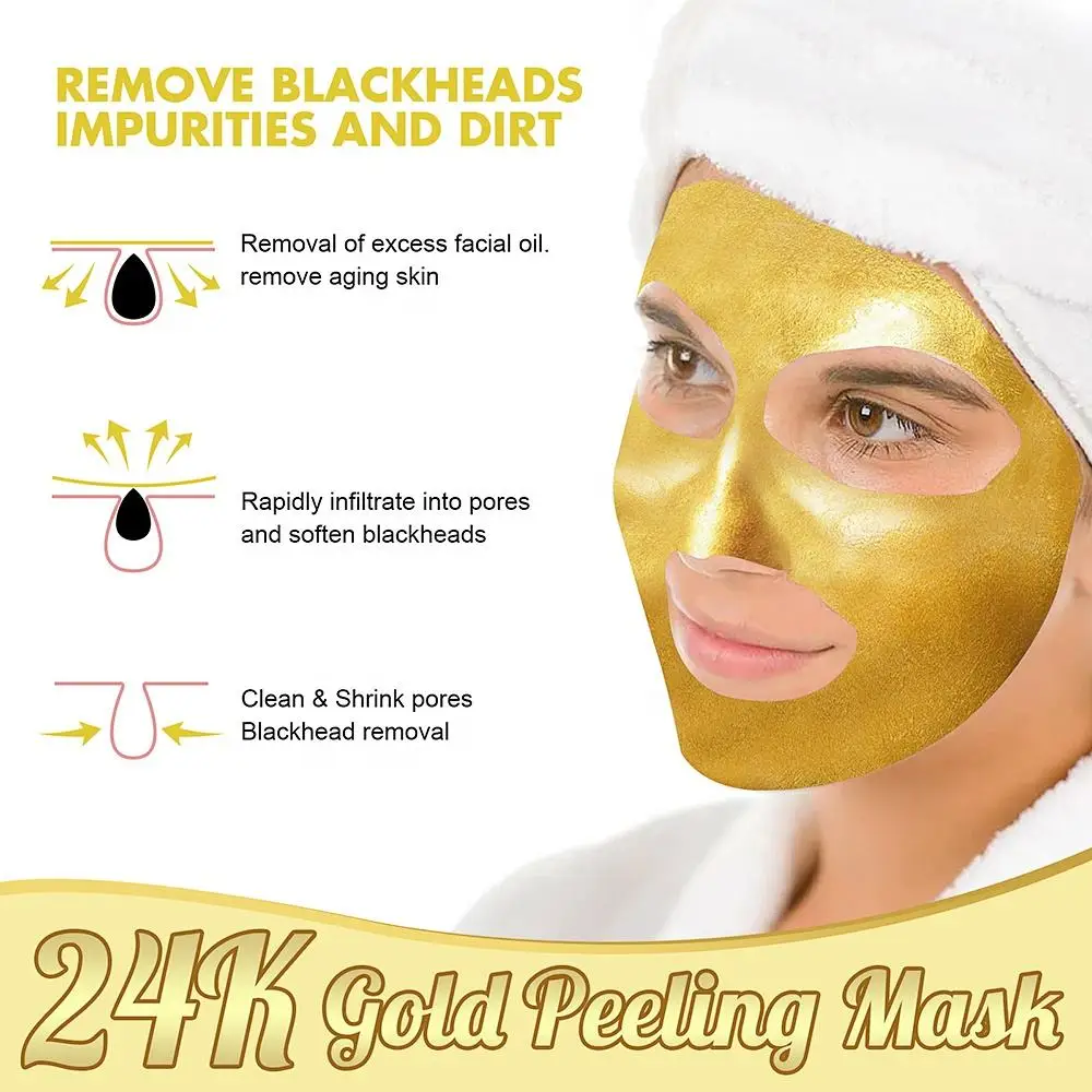 Hot Sale 24K Gold Face Peel Off Mask Deep Cleaning Whitening Dark Spot T Zone Nose Blackhead Remove Skin Care 80ml Peel Off Mask