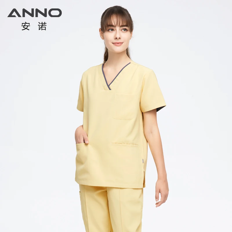 ANNO Customizable Logo Unisex Nurse Scrubs Sets Breathable Hospital Medical Clinic Scrub Suit Woven Doctor Uniforms New Design