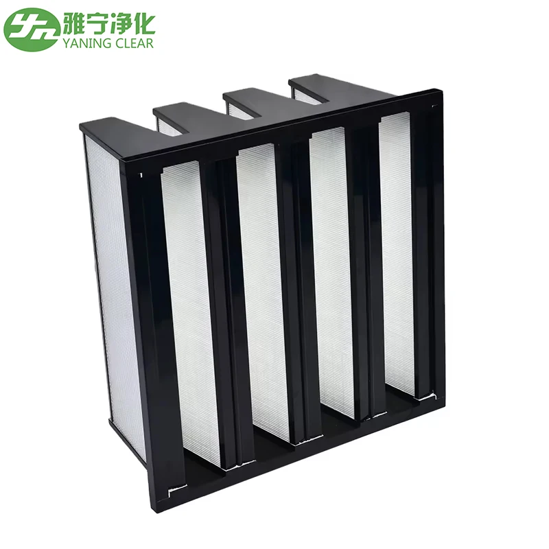 YANING W Type New Design High Efficiency Fiberglass HVAC Industrial Use V-Bank Hepa Filter