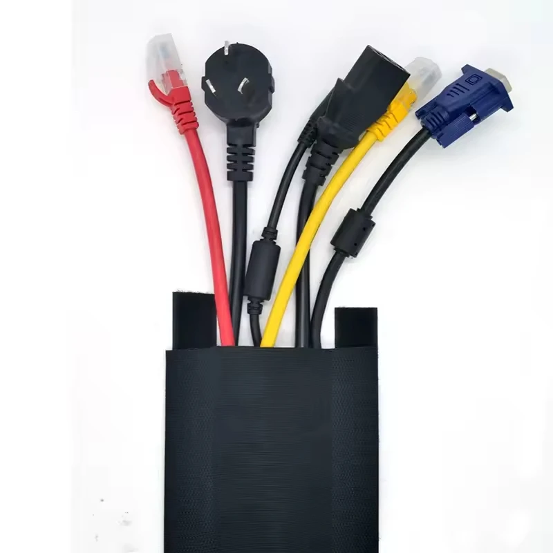 Best Selling 4 Pieces Zipper Flexible Cable Wire Sleeve Protection Neoprene Flexible Cable Management Sleeve