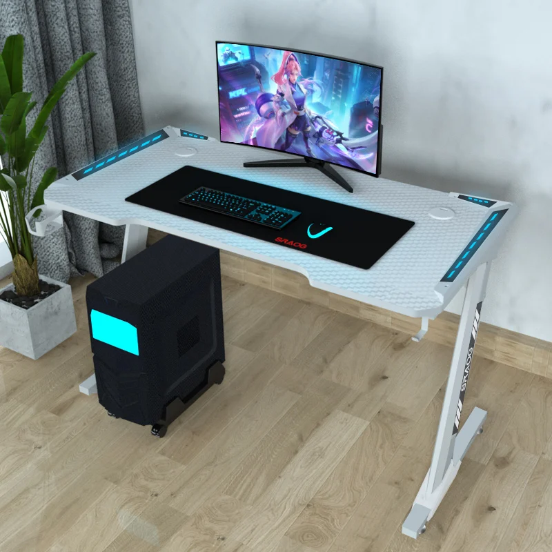 Белый игровой стол 2021 Горячая продажа Прямая поставка с фабрики RGB ПК офисный
