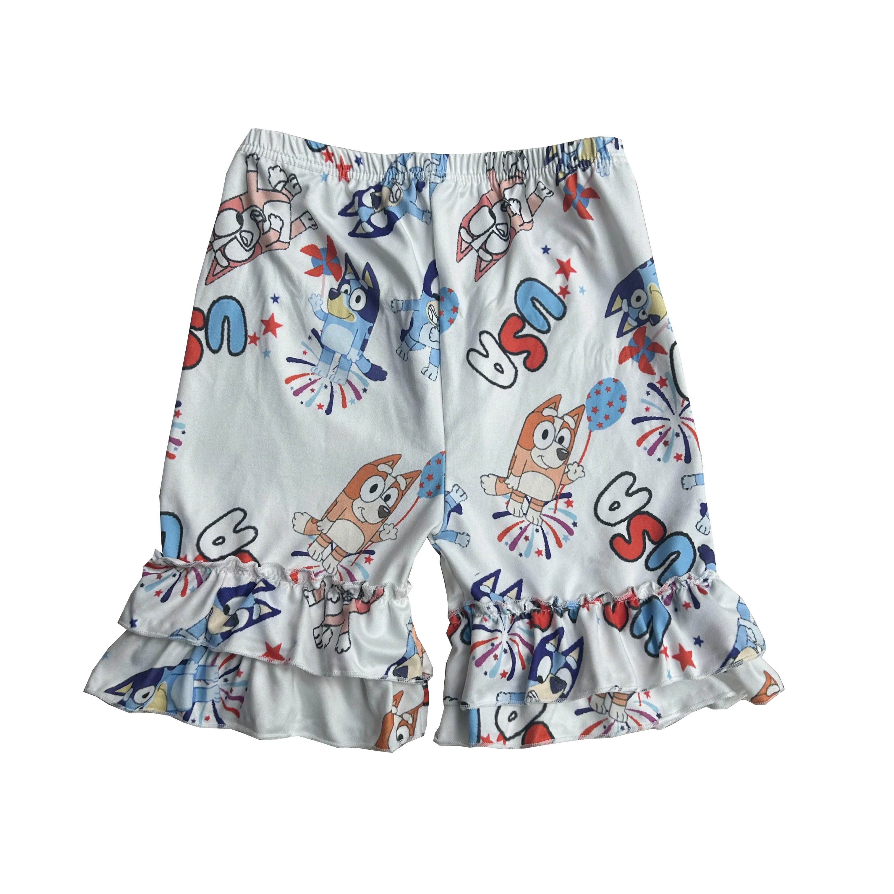 kids clothing girls 4 -5 years old short pants  Spring summer kids milk silk fabric cartoon print ruffle legging for girls